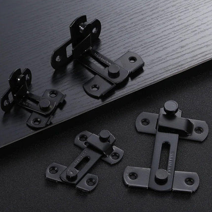 2 Sets 90 Degree Sliding Door Buckle Hitch Safety Latch Chain Lock Catch Kit