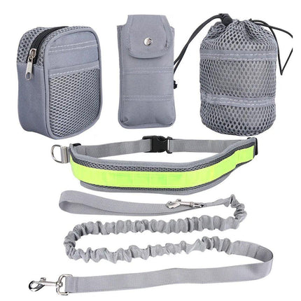 Pet Running Belt Multicolour Reflective Waist Pack with Traction Rope and Collar
