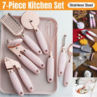 7 Piece Stainless Steel Copper Plated Kitchen Tool Set Peeler Can Opener Slicer