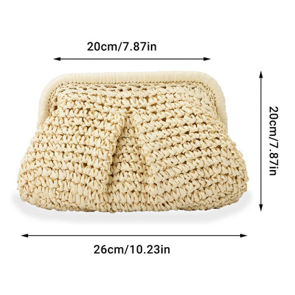 Woven Women Clutch Purse Dumpling Straw Tote Bag Shoulder Straw Crossbody Bag