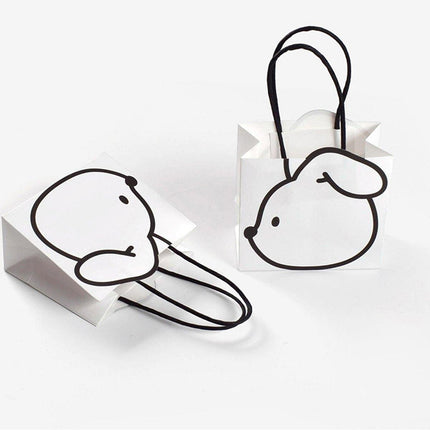 50pcs Black and White Cartoon Rabbit Paper Bags Simple Gift Packaging Set