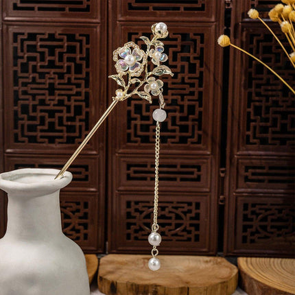 Rose Sprigs Hairpin Hanfu Headdress Vintage Chinese Hair Accessories