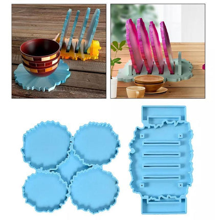 2x Coaster Stand Epoxy Resin Mold Cup Mat Holder Silicone Mould DIY Crafts Tool - Aimall