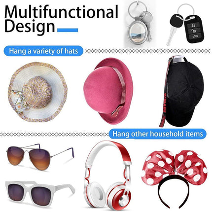 10PCS Self Adhesive Hat Rack Display Hooks Wall Door Baseball Cap Holder Hanger