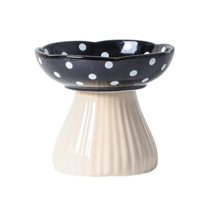 Pet Elevated Mushroom Bowl Ceramic Cat Dog Bowl Dish Food Feeder Raised Cat Bowl