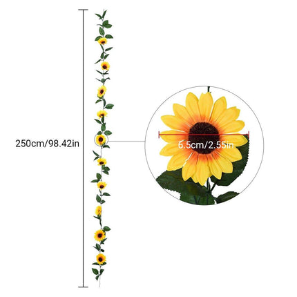 4pcs Artificial Sunflower Rattan Decorative Flower Garland Sunflower Vine Decor