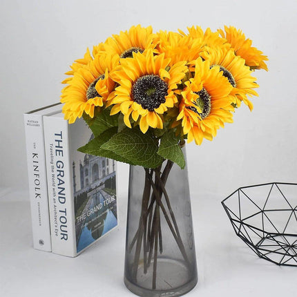 10pcs Artificial Sunflower Bouquet Fake Flower Arrangement Indoor Home Decor Set