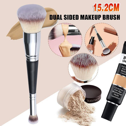 Double Ended Makeup Brush Liquid Foundation Powder Eyeshadow Cosmetic Brush Tool - Aimall