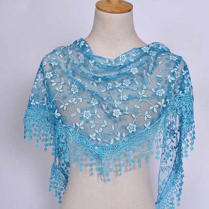 3pcs Floral Lace Tricot Veil Women Scarf Headscarf Soft Lightweight Accessories