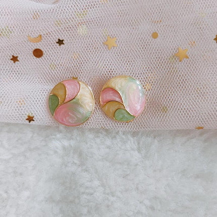 925 Silver Retro Geometry Oil Painting Color Mixing Dangle Earrings Jewlery Gift - Aimall