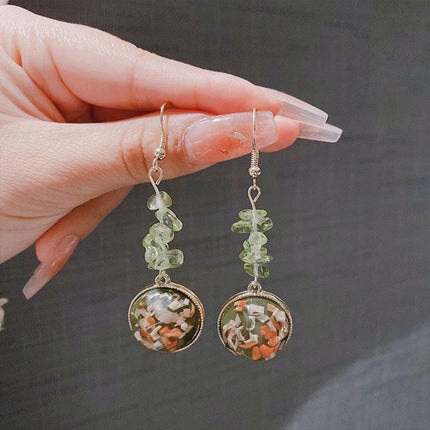 Natural Stone Earrings for Women Simple Vintage Dangle Drop Fashion Jewellery
