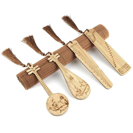 Chinese Style Bass Book Folder Book Clip Bamboo Bookmark Guitar Bookmark Lable - Aimall