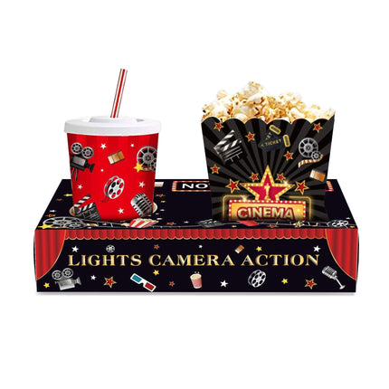 24 PCS Movie Night Snack Trays Popcorn Food Drink Holder Cinema Party Supplies