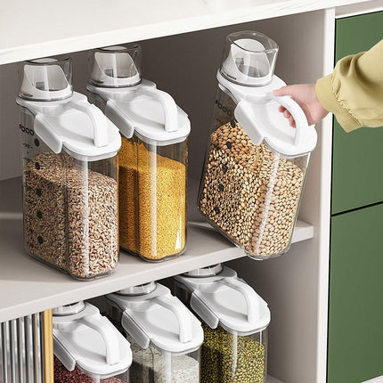 2Sizes Portable Transparent Grain Storage Jar Cat Food Rice Snack Tea Container