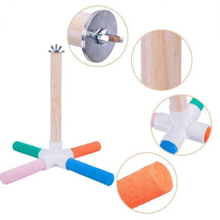 Parrot Toy Bird Stand Colorful Umbrella Perch Claw Grinding Stick 4 Colours