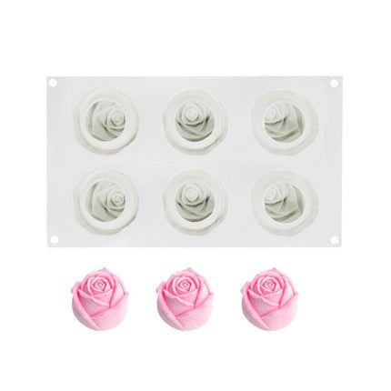 Valentines Day Rose Silicone Cake Mold 6 Cavity DIY Chocolate Baking Tool