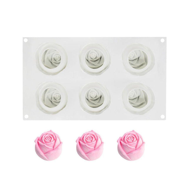 Valentines Day Rose Silicone Cake Mold 6 Cavity DIY Chocolate Baking Tool