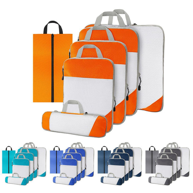6pcs Mesh Visible Travel Storage Set Waterproof Nylon Compressible Storage Bags