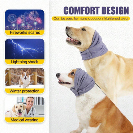 Pet Dog Cat Grooming Ear Cover Reduce Noise Calming Earmuffs Winter Warm Hood
