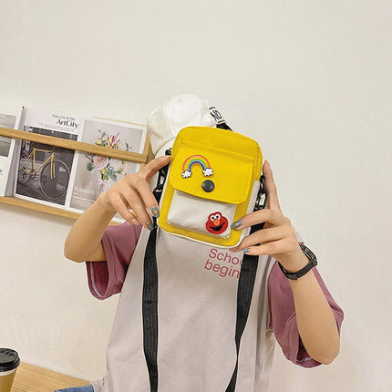 Sesame Street Crossbody Bag Canvas Cartoon Satchel Student Shoulder