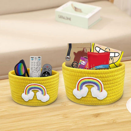 2PCS Handmade Storage Basket Desktop Organizer Placement Basket for Miscellaneou