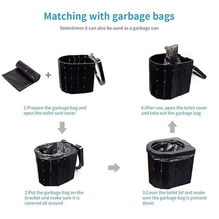Portable Folding Car Toilet with Lid Self-Driving Outdoor Travel 20L Storage Bag