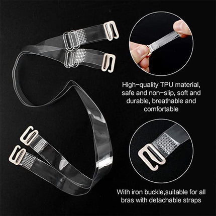 3 PAIRS/ LOT Clear Bra Straps Transparent Metal Buckle Invisible Adjustable - Aimall