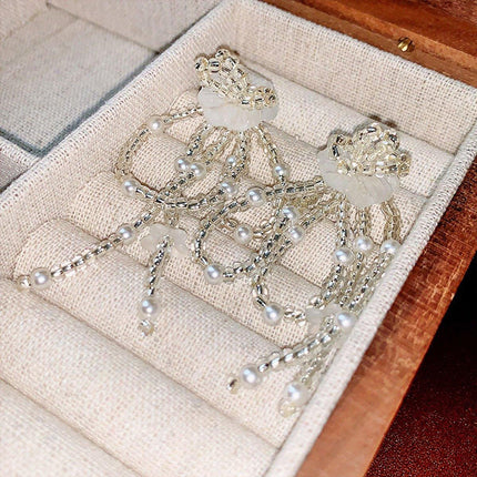 Vintage Long Drop Earrings Fresh Sweet Look Elegant Fashion Jewelry for Women