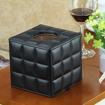 Luxury Leather Square Tissue Box Living Room Hotel Roll Paper Tube Holder