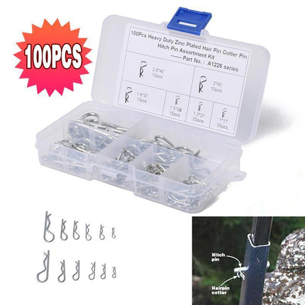 100Pcs R Clips Pin Heavey Duty Hitch Zinc Plated Assortment Tractor New Au Stock - Aimall