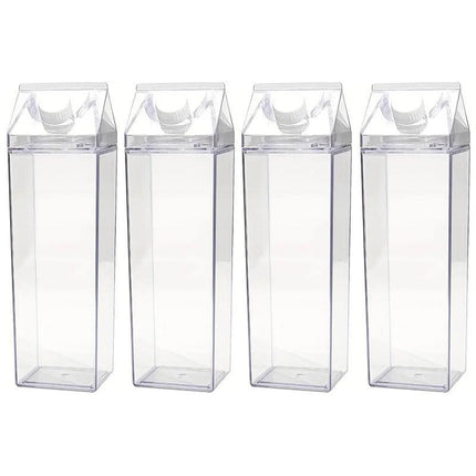 4pcs Large Capacity Square Mug Transparent Plastic Water Juice Drinking Cups