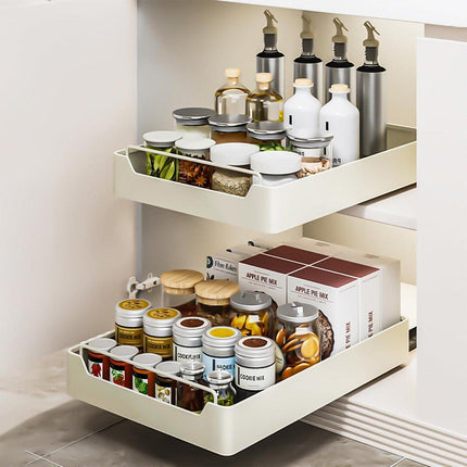 Kitchen Storage Shelf Organizer Sliding Cabinet Basket Pull Out Metal Drawer