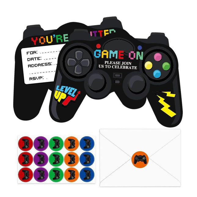 30set Gamepad Theme Party Invitation Cards Video Game Birthday Party Invites Set