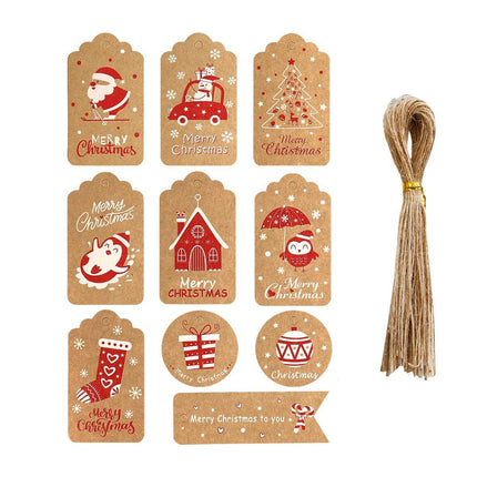 50PCS Christmas Kraft Paper Gift Tags Vintage Holiday Party Card Packaging Decor