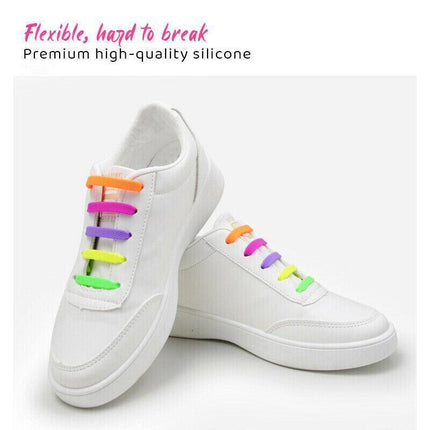 No Tie Elastic Silicone Shoe Laces Shoelaces Sneakers Runners Child Adult Unisex 16PCS - Aimall