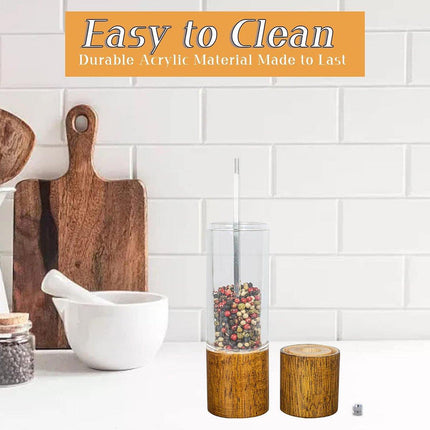 Wooden Pepper Grinder Handheld Salt Mill Spice Grinder Adjustable Kitchen Tool