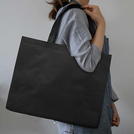 100X Reusable Shopping Bags Tote Bag Washable Eco Friendly Non Woven Folding Bag Black - Aimall