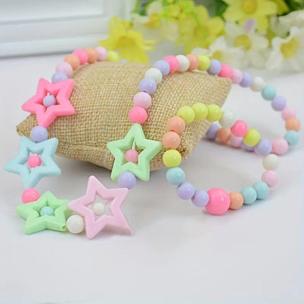 20pcs Candy Colour Bead Necklace and Bracelet Set for Dress-up and Party Accessories
