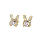 Silver Crystal Rabbit Ear Drop Dangle Earrings Women Fashion Jewelry Girl Gift - Aimall