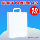 50pcs White Kraft Paper Tote Bags Gift Bags for Packaging Shopping and Storage