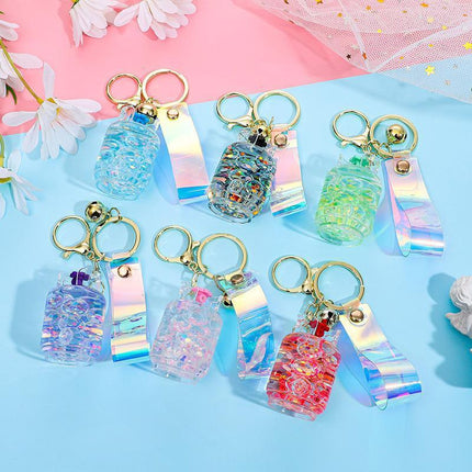 Quicksand Keychain Liquid Oil Keyring Bag Pendant Floating Peal Keyring - Aimall