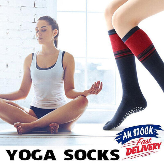 Women Long Massage Pilates Socks Yoga Socks Anti-skid Grip Non Slip Socks Medium - Aimall