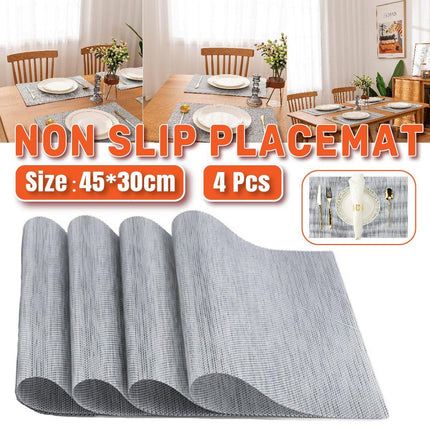 4PCS PVC Braided Placemat Heat Insulation Mat Home Non-slip Waterproof Coaster