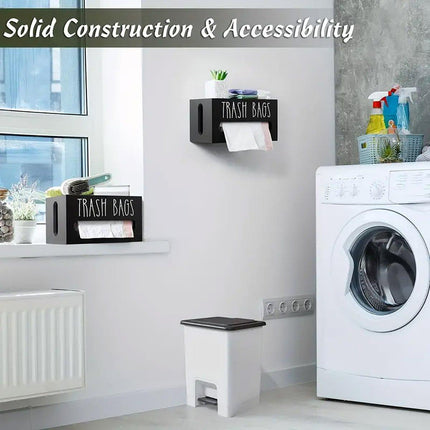 Wooden Plastic Bag Storage Box Hanging Rubbish Bag Organizer Extractable Tissue