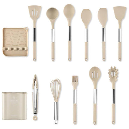 13PCS Silicone Kitchen Utensil Set Stainless Steel Handle Non-Stick Cooking Tool