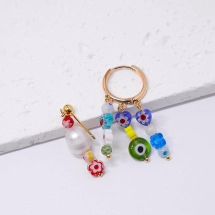 Handmade Colorful Flower Beaded Earrings Bohemian Fashion Jewelry Gift