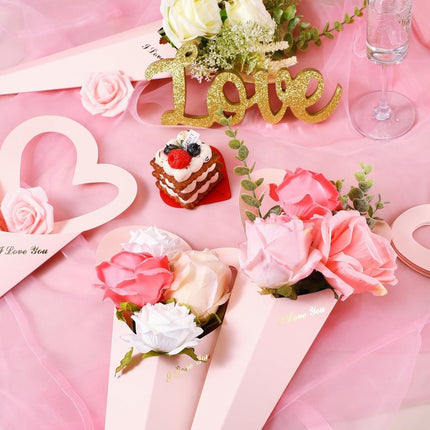 50pcs Heart Shaped Flower Box Creative Gift Bouquet Packaging Fresh Flower Box