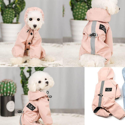 Outdoor Reflective Waterproof Dog Raincoat Breathable Four Legged Pet Jacket