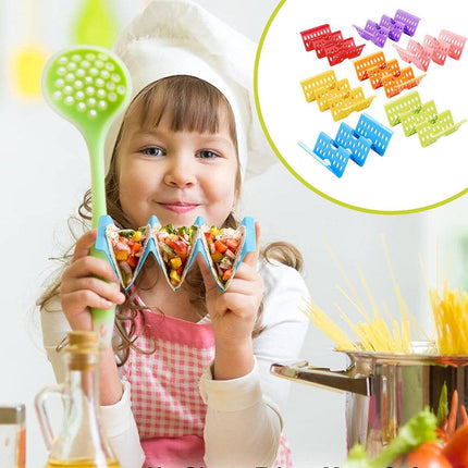 7 x Plastic Taco Holder Tray Wavy Triangle Tortilla Rack Perforated Baking Stand