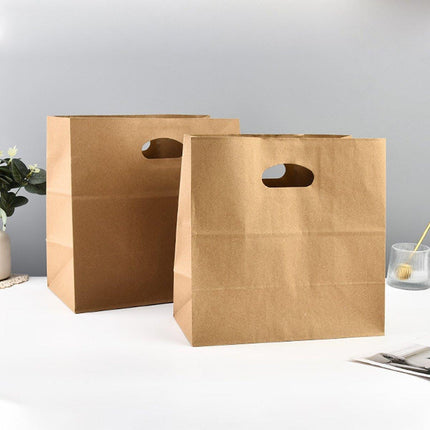 50PCS Scooped Kraft Paper Tote Bags Gift Bags for Party Wedding Packaging